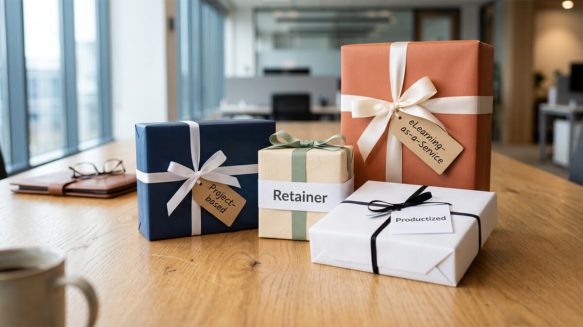 eLearning service packages compared: project-based, retainer, productized, eLaaS — Express eLearning